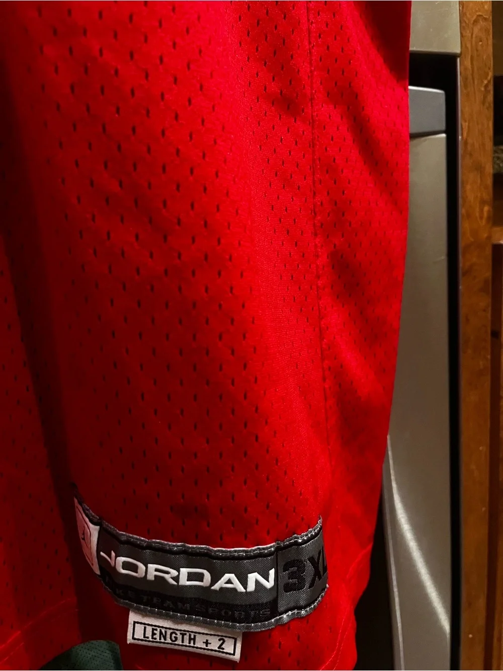 Jordan Red Mesh Basketball Jersey with Jordan Patch